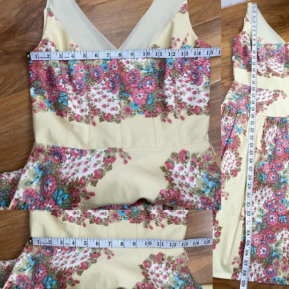 Kay Unger Floral Aline Dress Ivory Pink Formal Garden Wedding Event Victorian 2 - Picture 12 of 12